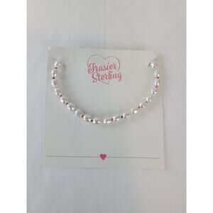 Frasier Sterling Feeling Dreamy Choker Necklace Faux River Pearls 12 inch New